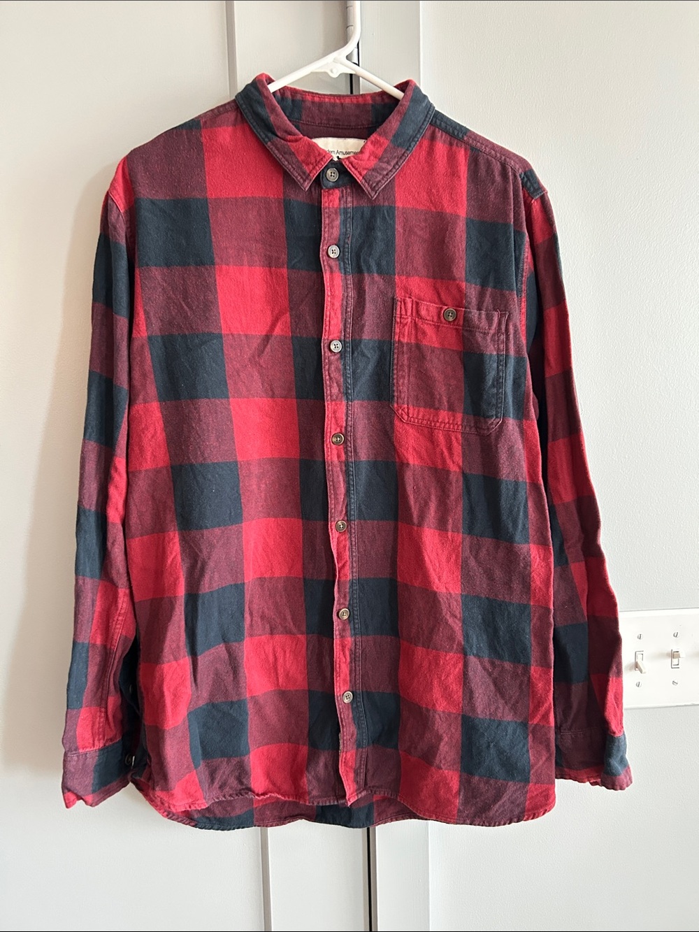 Modern Amusement Red and Black Plaid Button-Down Shirt